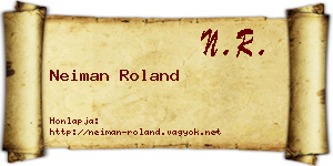 Neiman Roland névjegykártya